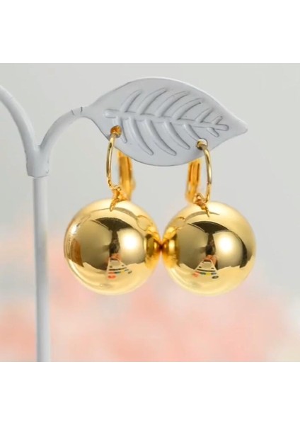 Altın Tarzı Kadın Kız Için Siyah Altın Kaplama Büyük Top Küpe Fransız Kanca Düğün Hediyesi Moda Takı (Yurt Dışından)