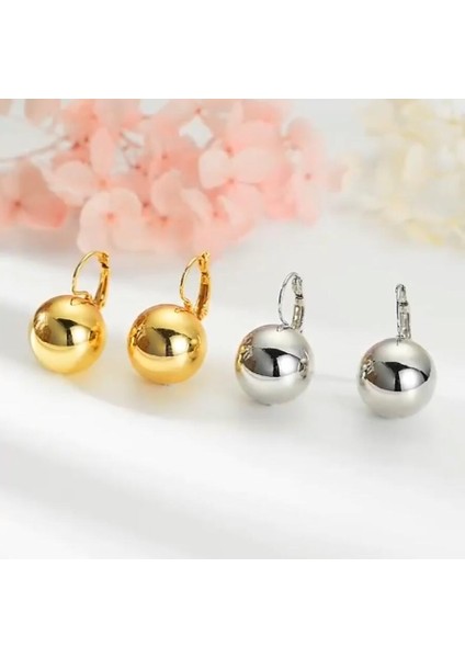 Altın Tarzı Kadın Kız Için Siyah Altın Kaplama Büyük Top Küpe Fransız Kanca Düğün Hediyesi Moda Takı (Yurt Dışından) fırsatları