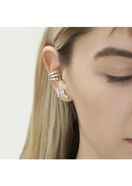 Gümüş Tarzı 3 Sıra Kadınlar Için 18K Kristal Zirkon Çok Katmanlı Kulak Klipsi Küpe - Delme Yok (Yurt Dışından) indirimleri