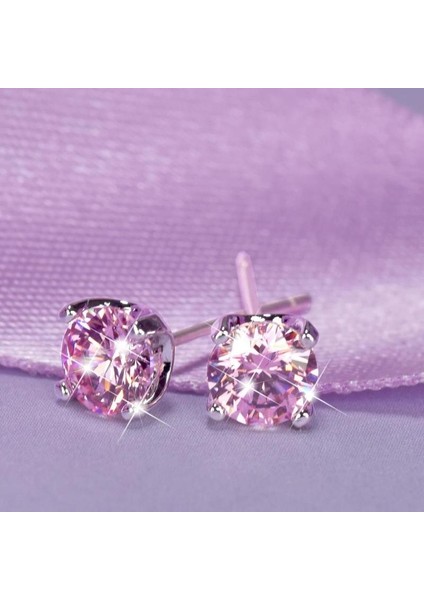 No.5 Boyutu Kadın Yeni Moda Yuvarlak Kesim Beyaz Topaz Hollow Prens Gümüş Küpe Karşılık Gelen Resim Için Seçim Stili (Yurt Dışından)