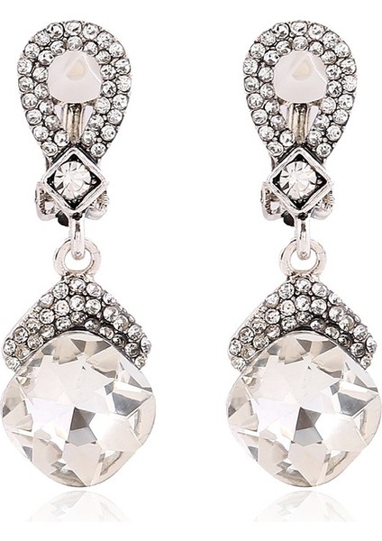 Kadınlar Için Yeni Tasarım Lüks Kübik Zirkonya Klipsli Küpe, Zirkon Moda Klips Küpeler Deliksiz Kulak Klipsi (Yurt Dışından)