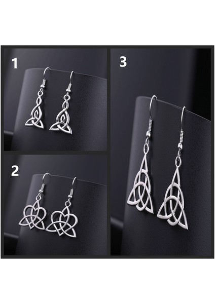No.3 Boyutu Kadın Takı Büyülü Wiccan Viking Kelt Düğümleri Sallanan Küpe Paslanmaz Çelik Küpe Yılbaşı Hediyesi (Yurt Dışından) modelleri