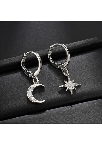 Altın Tarzı Yeni Lver Kişilik Asimetrik Yıldız Ay Küpe Kadın Zirkon Küpe Takı (Yurt Dışından)