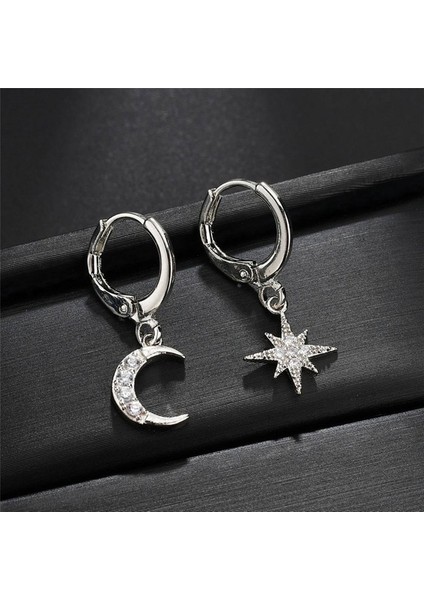 Altın Tarzı Yeni Lver Kişilik Asimetrik Yıldız Ay Küpe Kadın Zirkon Küpe Takı (Yurt Dışından) modelleri