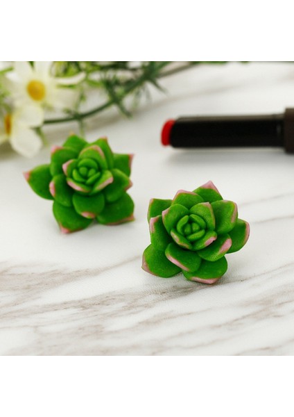 Yeşil Stil Kadınlar Için Yumuşak Yeşil Çiçek Küpe Succulents Damla Küpe Aksesuarları El Yapımı Polimer Kil 2017 (Yurt Dışından)