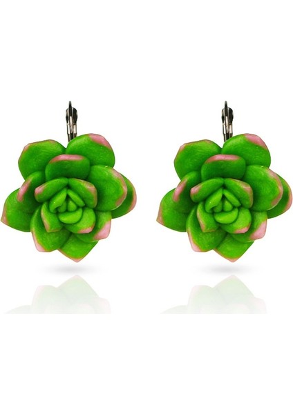 Yeşil Stil Kadınlar Için Yumuşak Yeşil Çiçek Küpe Succulents Damla Küpe Aksesuarları El Yapımı Polimer Kil 2017 (Yurt Dışından)