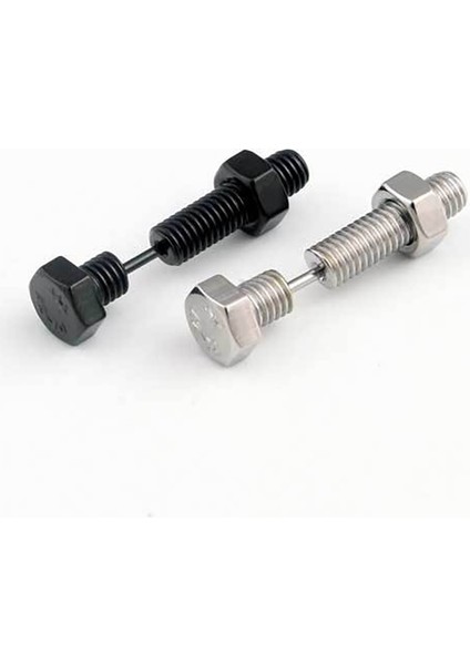 Siyah Stil Punk Çivili Küpe Gümüş Siyah Renk Paslanmaz Vidalar Kadın & Erkek Küpe Moda Takı (Yurt Dışından) modelleri