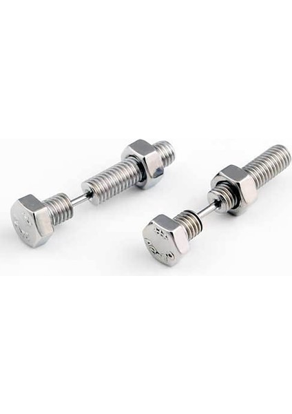 Siyah Stil Punk Çivili Küpe Gümüş Siyah Renk Paslanmaz Vidalar Kadın & Erkek Küpe Moda Takı (Yurt Dışından) fırsatları