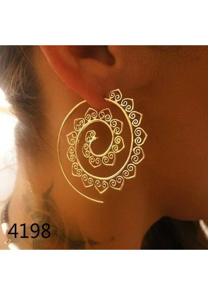 4198 Altın Yeni Moda Komik Halka Küpe Büyük Dolanıklı Küpe Kadınlar Için Basit Salyangoz Küpe Kızlar Için Küpe Takı (Yurt Dışından)