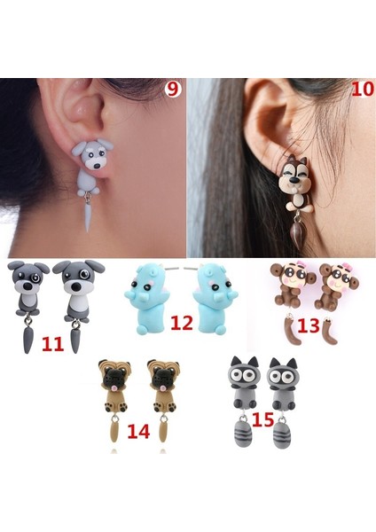 No.14 Boyutu Yaratıcı Takı Sevimli Hayvan Dinozor Köpek Kedi Tilki Seramik Küpe Hayvan Delme Küpe Küpe Parti Hediyeler 3c-Cbb (Yurt Dışından)