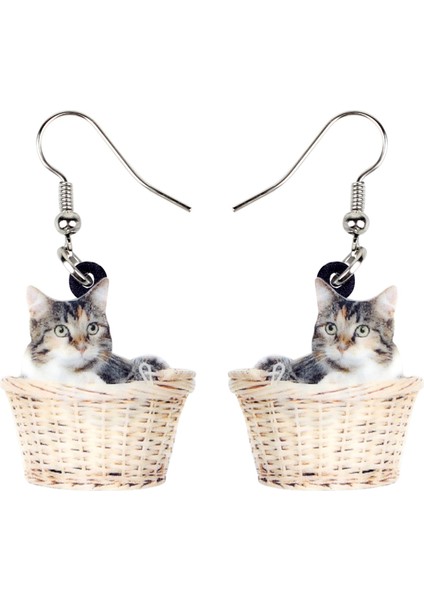 Açık Kahverengi Tarzı Kadın Kız Çocuklar Için Akrilik Karikatür Sevimli Kedi Küpe Düşen Dangle Moda Hayvan Takıları Pet Charms Hediye (Yurt Dışından)