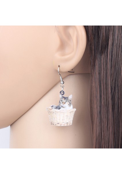 Açık Kahverengi Tarzı Kadın Kız Çocuklar Için Akrilik Karikatür Sevimli Kedi Küpe Düşen Dangle Moda Hayvan Takıları Pet Charms Hediye (Yurt Dışından) modelleri