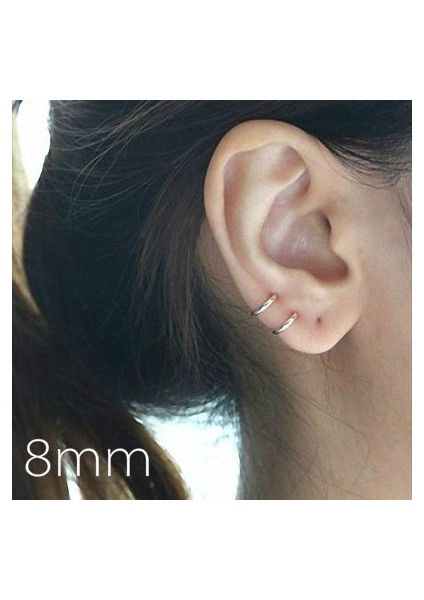 Gümüş Tarzı 10 mm 8mm Gümüş Küçük Rose Gold Halka Küpe Kıkırdak (Yurt Dışından) modelleri