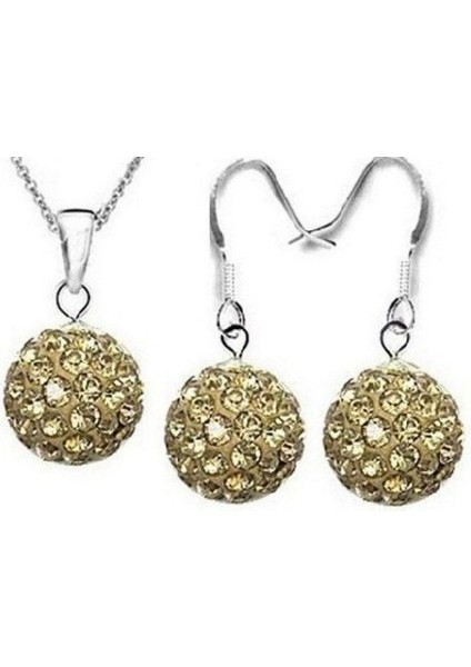 Pembe Tarzı 10MM Tam Kristal Top Kolye Gümüş Kaplama O Tipi Zincir Küpe Takı Seti Mavi, Açık Mavi, Beyaz, Pembe, Altın, Kırmızı, Sarı, Çok Renkli (Yurt Dışından)