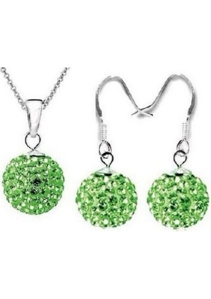 Pembe Tarzı 10MM Tam Kristal Top Kolye Gümüş Kaplama O Tipi Zincir Küpe Takı Seti Mavi, Açık Mavi, Beyaz, Pembe, Altın, Kırmızı, Sarı, Çok Renkli (Yurt Dışından)