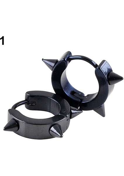 Siyah Stil 2019 Moda Unisex Titanyum Çelik Punk Nokta Küpe Hoop Huggie Delme Küpe (Yurt Dışından)