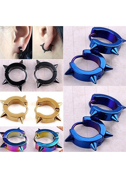 Siyah Stil 2019 Moda Unisex Titanyum Çelik Punk Nokta Küpe Hoop Huggie Delme Küpe (Yurt Dışından) modelleri