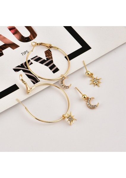 Kadınlar Için Ay Yıldız Toplarıyla Tam G Kristal Halka Küpe Moda Seti Eşsiz Takılar Şık Küpe Kız Hediyesi (Yurt Dışından) fırsatları