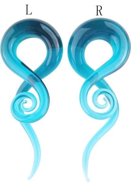 Göl Mavisi Stili 12 mm 1 Çift Cam Pyrex Spiral Kulak Tünelleri Tutucuları Taperlar Fişler Gerdiriciler Genişleticiler (Yurt Dışından)