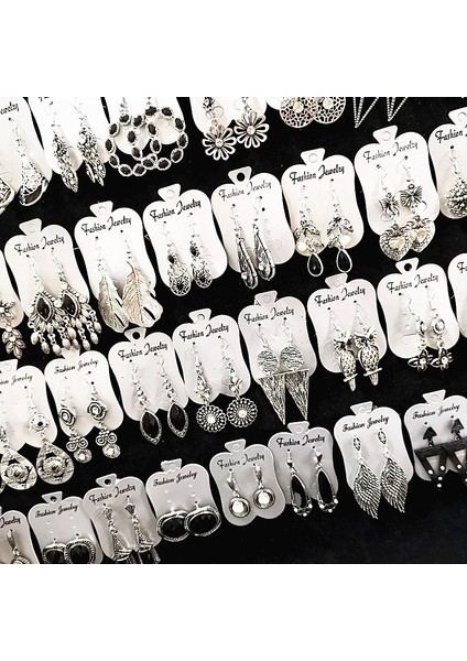 Gümüş Tarzı 10'lu Paket 10 Çift Kadın Retro Antik Gümüş Damla Küpe Takı Parti Hediyeleri Karışık Modeller (Yurt Dışından) fırsatları