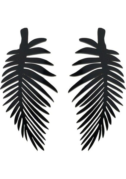 Siyah Stil Bir Aynı Boyut Siyah Renk Akrilik Tüy Şekilli Büyük Sarkan Küpe (Yurt Dışından) modelleri