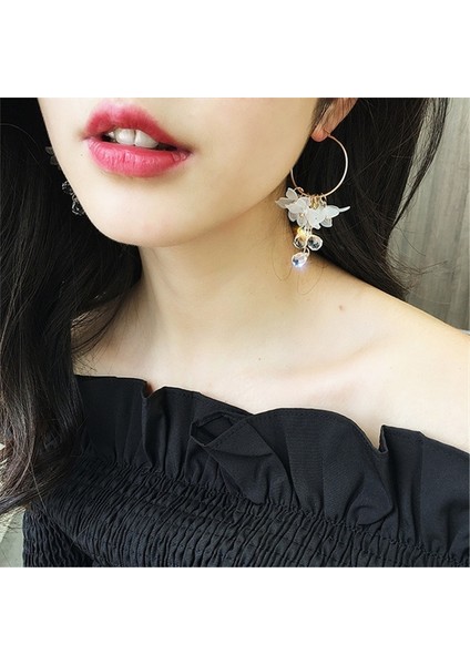 Beyaz Stil Vojo Trendy Akrilik Su Damlası Kadın Küpe Kristal Çiçek Uzun Kolye Küpe - Kadınlar Için Damlalar Küpe (Yurt Dışından) indirimleri