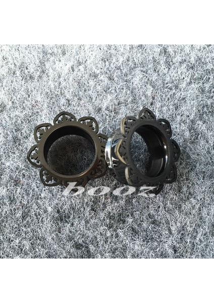 Siyah Stil 18 mm 1 Çift Paslanmaz Çelik Küpe Punk Çiçek Kulak Takma Tünel Piercing Vücut Takı Tek Flared Kulak Ölçüleri (Yurt Dışından)