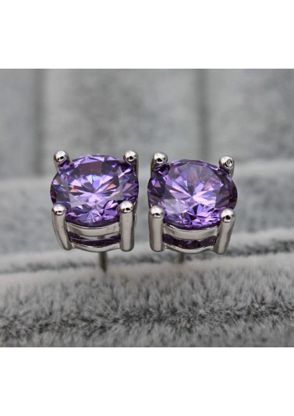 Mor Tarzı 18 Ayar Beyaz Altın Kaplama Yuvarlak Mavi Mistik Topaz Taşlı Kokteyl Küpe (Yurt Dışından) indirimleri