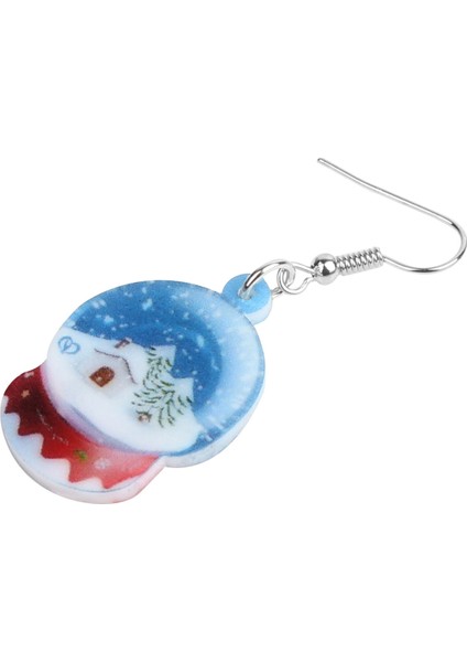 Açık Mavi Stil Kadın Kız Genç Parti Şık Hediye Aksesuarı Için Kristal Kar Topu Kar Ev Ağacı Küpe Düşen Damla Festival Süs Takı (Yurt Dışından) modelleri