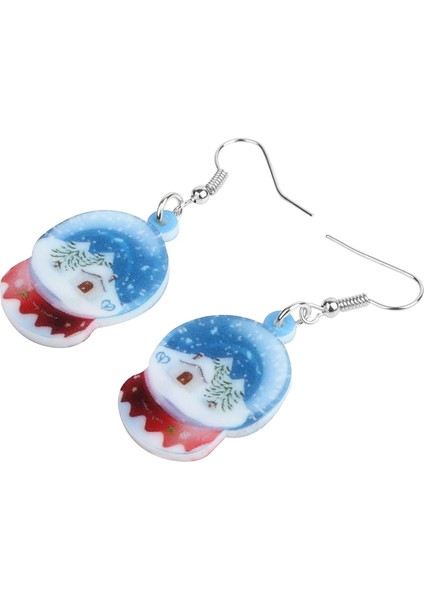 Açık Mavi Stil Kadın Kız Genç Parti Şık Hediye Aksesuarı Için Kristal Kar Topu Kar Ev Ağacı Küpe Düşen Damla Festival Süs Takı (Yurt Dışından) fırsatları