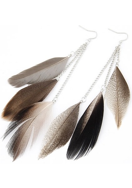 Siyah Stil Kadınlar Için Tüy Küpe Gümüş Uzun Düşen Küpe Boucle D'oreille Femme Bijoux Brincos Aretes Oreendientes Muje (Yurt Dışından) fiyatları