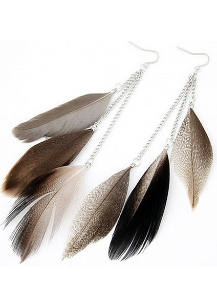 Siyah Stil Kadınlar Için Tüy Küpe Gümüş Uzun Düşen Küpe Boucle D'oreille Femme Bijoux Brincos Aretes Oreendientes Muje (Yurt Dışından) modelleri