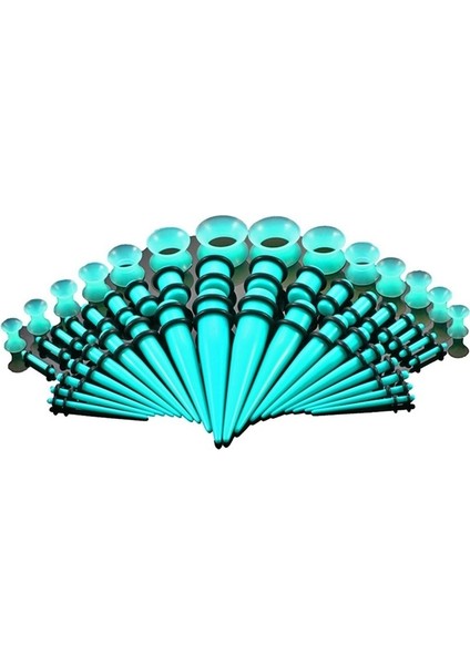 50 Adet-Mavi Küpe Gerdirme Kiti Akrilik Tapeler ve Fişler Silikon Tüneller Kulak Maşaları Genişletici Set Vücut Piercing Takıları (Yurt Dışından)