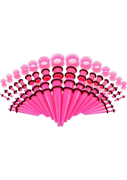 50 Adet-Mavi Küpe Gerdirme Kiti Akrilik Tapeler ve Fişler Silikon Tüneller Kulak Maşaları Genişletici Set Vücut Piercing Takıları (Yurt Dışından)