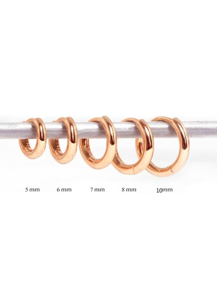 Gül Altın Tarzı 7 mm Kadınlar Için Gerçek Gümüş Halka Küpe Piercing Küpe Yuvarlak Daire Küpe Takı Pendientes (Yurt Dışından)