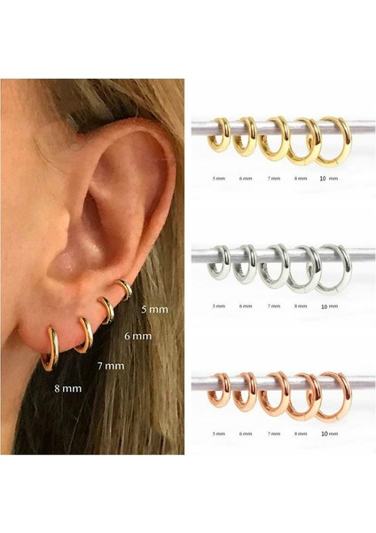Gül Altın Tarzı 7 mm Kadınlar Için Gerçek Gümüş Halka Küpe Piercing Küpe Yuvarlak Daire Küpe Takı Pendientes (Yurt Dışından)