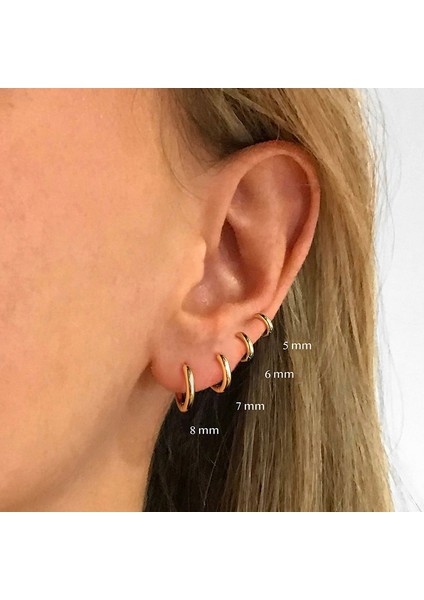 Gül Altın Tarzı 7 mm Kadınlar Için Gerçek Gümüş Halka Küpe Piercing Küpe Yuvarlak Daire Küpe Takı Pendientes (Yurt Dışından)