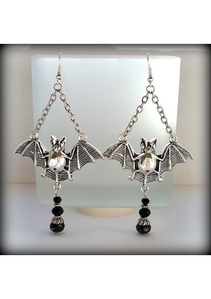 Antik Gümüş Tarzı 1 Çift Gotik Tarzı Yarasa Küpeler Kadın Punk Kulak Kanca Asılı Küpe (Yurt Dışından)
