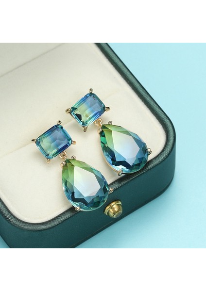 Altın Tarzı 14 Ayar Altın Yeşil Aqua Mavi Turmalin Küpe Damla Küpe Kadınlar Için Düğün Davet Yemek Takı Hediye (Yurt Dışından) fiyatları