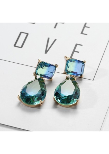 Altın Tarzı 14 Ayar Altın Yeşil Aqua Mavi Turmalin Küpe Damla Küpe Kadınlar Için Düğün Davet Yemek Takı Hediye (Yurt Dışından) modelleri