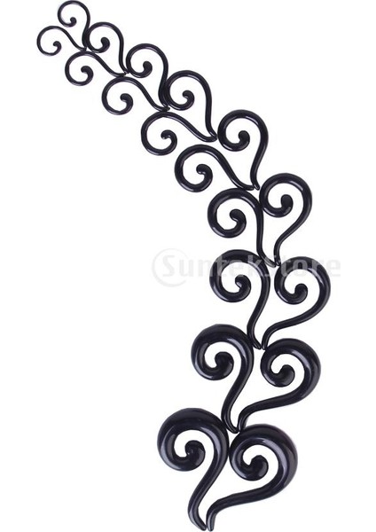 9 Çift Siyah Akril Soru Şekilli Taper Tünel Kulak Genişletici Expander Plugs (Yurt Dışından)
