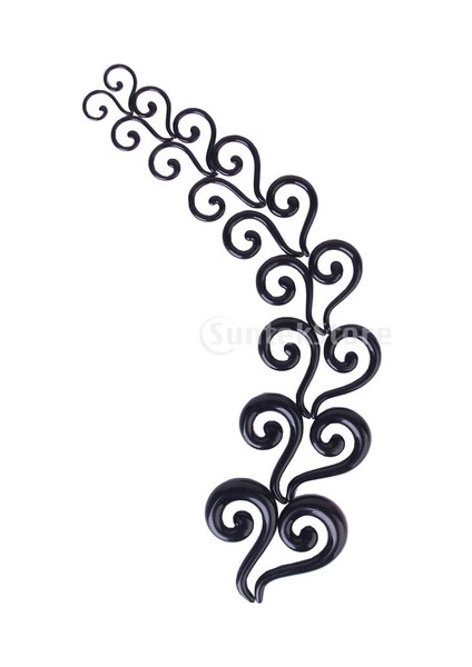 9 Çift Siyah Akril Soru Şekilli Taper Tünel Kulak Genişletici Expander Plugs (Yurt Dışından)