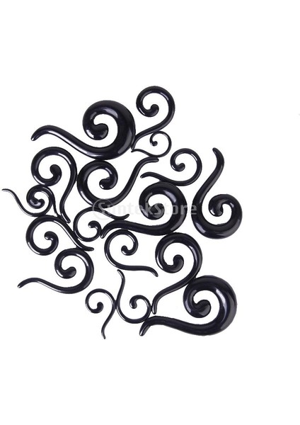 9 Çift Siyah Akril Soru Şekilli Taper Tünel Kulak Genişletici Expander Plugs (Yurt Dışından)