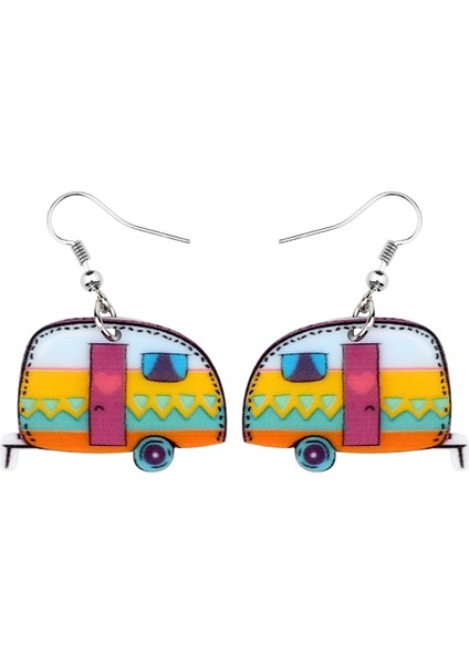 Kadın Kızlar Için Çizgi Film Karavan Kamping Aracı Küpe Damla Asılı Moda Sevimli Takı Hediye (Yurt Dışından)