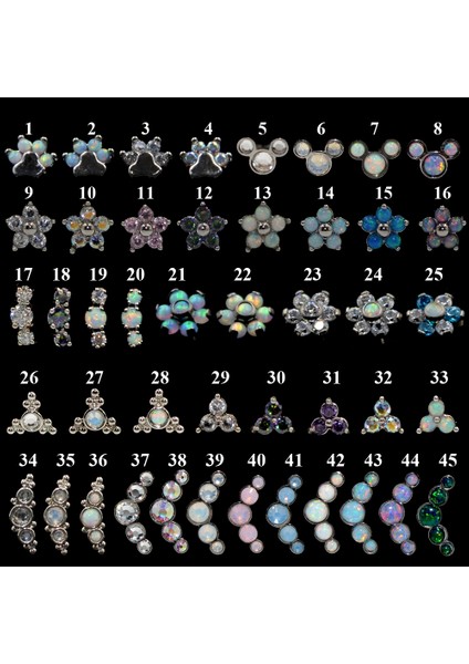 No.16 Boyutu 1 Adet Opal Cz Zirkon Çiçek Küpe Labret Dudağa Yüzük Kıkırdak Helix Lop Takı 16G (Yurt Dışından)