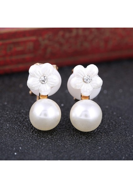 Altın Tarzı Kadınlar Için Trendy Claell Çiçek Inci Küpe Rhinestone Altın Kaplama Kulak Manşetleri - Deliksiz Kulak Klipsleri (Yurt Dışından) fırsatları