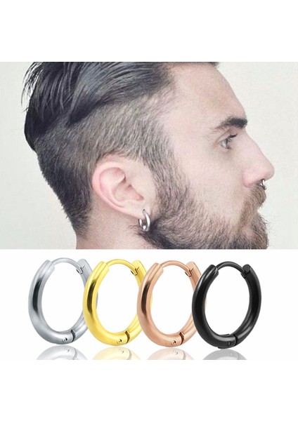 Çok Renkli Stil 12MM Paslanmaz Çelik Yuvarlak Küpe Kişilik Trendi Delme Kulak Takımları (Yurt Dışından)