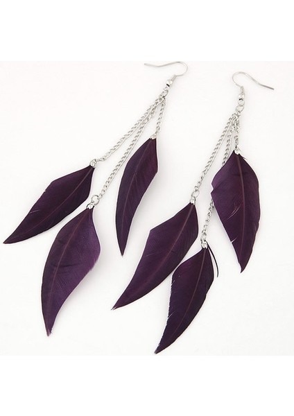 Safir Mavisi Tarzı Kadınlar Için Tüy Küpe Boucle D'oreille Femme Bijoux Gümüş Uzun Düşen Küpe (Yurt Dışından) modelleri