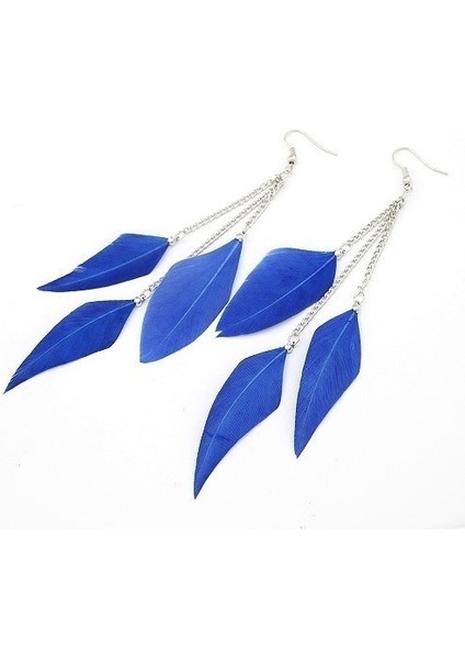 Safir Mavisi Tarzı Kadınlar Için Tüy Küpe Boucle D'oreille Femme Bijoux Gümüş Uzun Düşen Küpe (Yurt Dışından) fırsatları