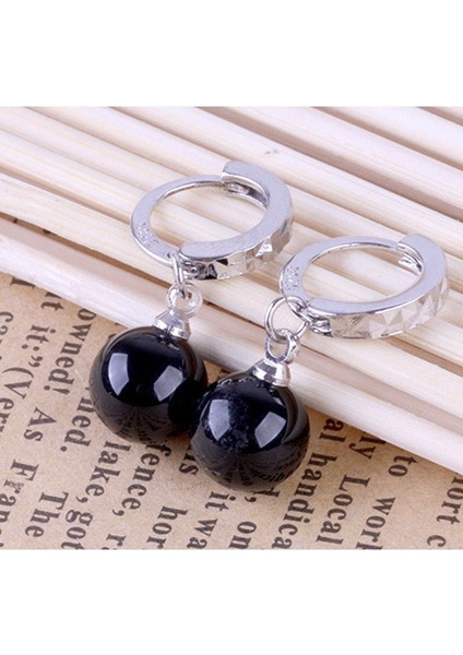 925 Ayar Gümüş Doğal Siyah Akik Düşen Halka Küpe Kadın Hediye (Yurt Dışından) modelleri